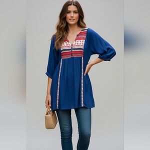 🍓Umgee Boho Multicolor Floral Tunic  Patchwork